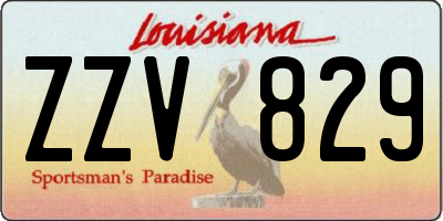 LA license plate ZZV829