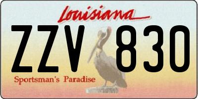 LA license plate ZZV830