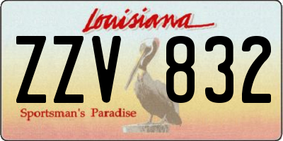 LA license plate ZZV832