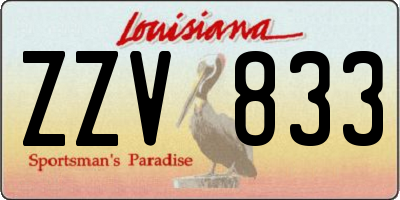 LA license plate ZZV833