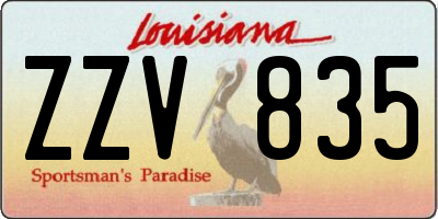 LA license plate ZZV835