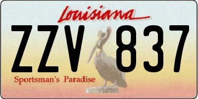 LA license plate ZZV837