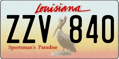 LA license plate ZZV840