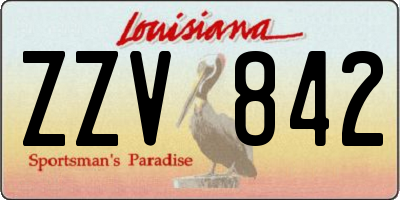 LA license plate ZZV842