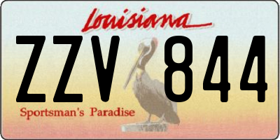 LA license plate ZZV844