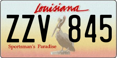 LA license plate ZZV845