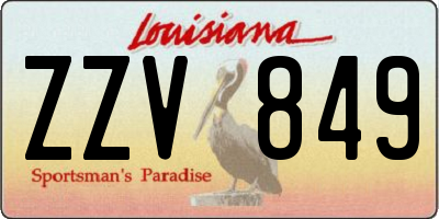 LA license plate ZZV849