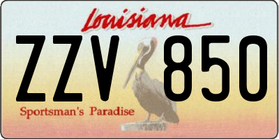 LA license plate ZZV850