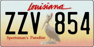 LA license plate ZZV854