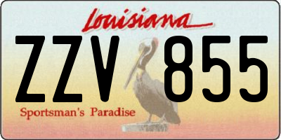 LA license plate ZZV855