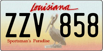 LA license plate ZZV858