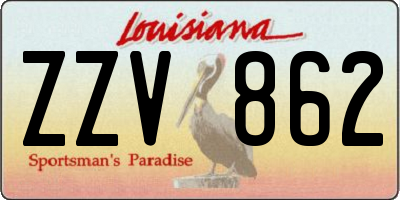 LA license plate ZZV862