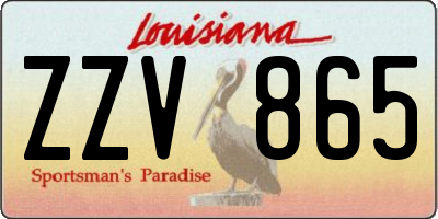 LA license plate ZZV865