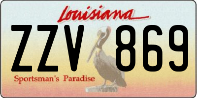 LA license plate ZZV869