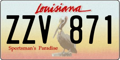 LA license plate ZZV871