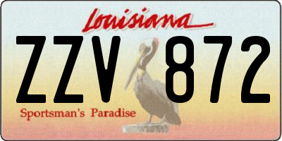 LA license plate ZZV872