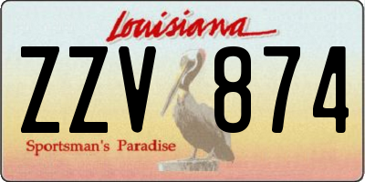 LA license plate ZZV874