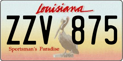 LA license plate ZZV875