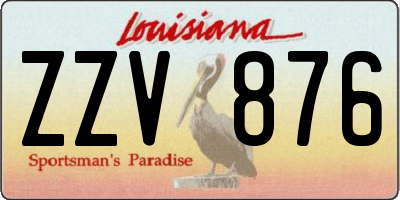 LA license plate ZZV876