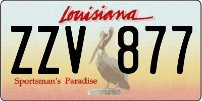 LA license plate ZZV877