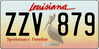 LA license plate ZZV879