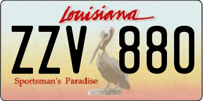 LA license plate ZZV880