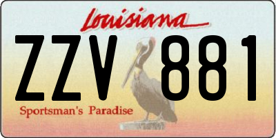 LA license plate ZZV881