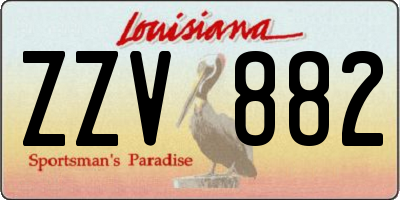 LA license plate ZZV882