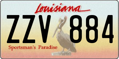 LA license plate ZZV884