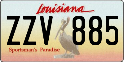 LA license plate ZZV885