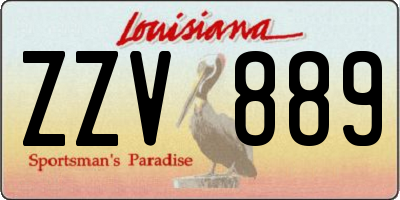 LA license plate ZZV889