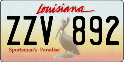 LA license plate ZZV892