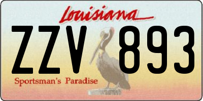 LA license plate ZZV893