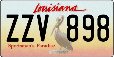 LA license plate ZZV898