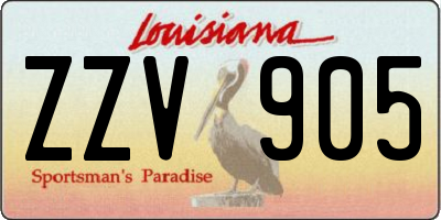 LA license plate ZZV905