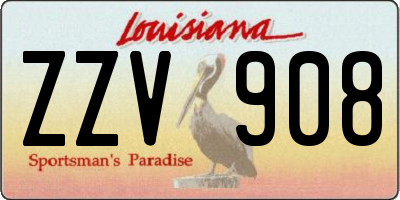 LA license plate ZZV908