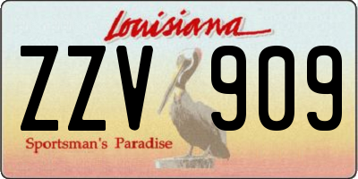 LA license plate ZZV909