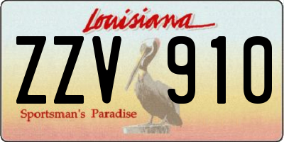 LA license plate ZZV910