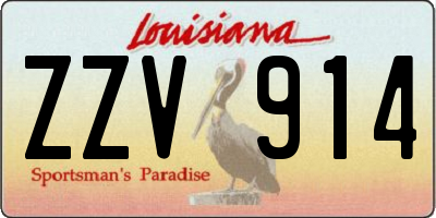 LA license plate ZZV914