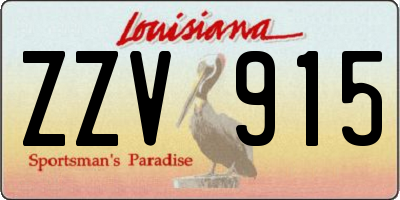 LA license plate ZZV915