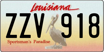 LA license plate ZZV918