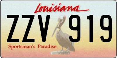 LA license plate ZZV919