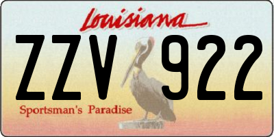 LA license plate ZZV922