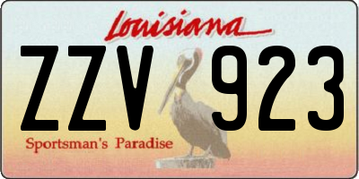 LA license plate ZZV923