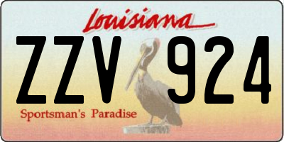 LA license plate ZZV924