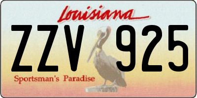 LA license plate ZZV925