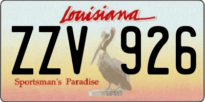 LA license plate ZZV926