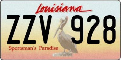 LA license plate ZZV928