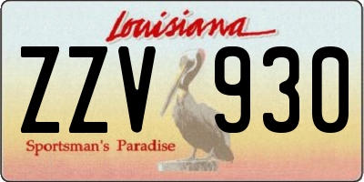 LA license plate ZZV930