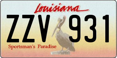 LA license plate ZZV931